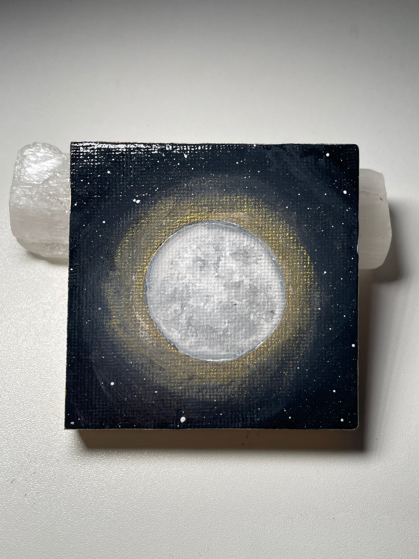 Full Moon mini acrylic painting