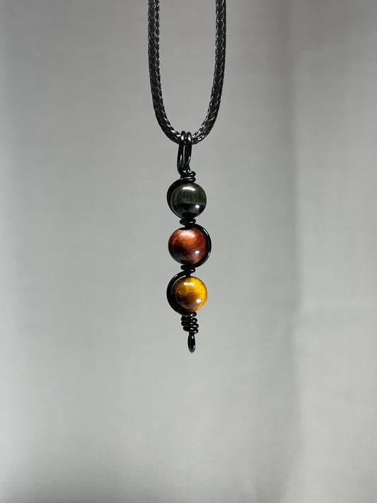 Tigers eye 3-bead pendant