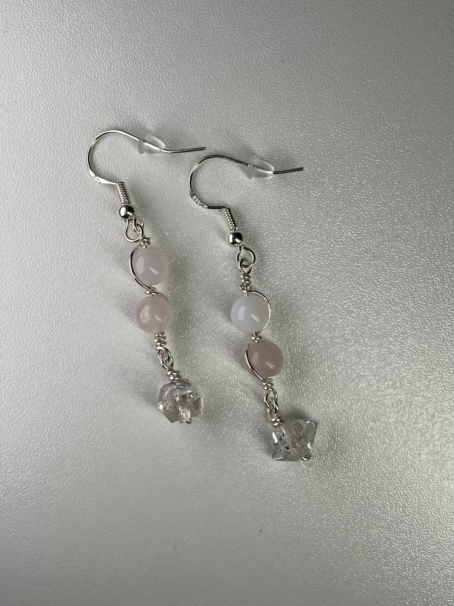 Rose quartz & quartz earrings