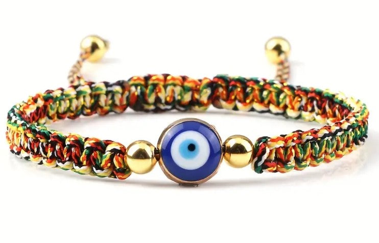 Evil eye macrame adjustable bracelet