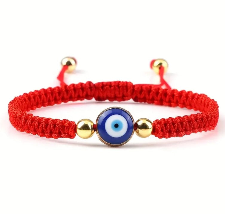 Evil eye macrame adjustable bracelet